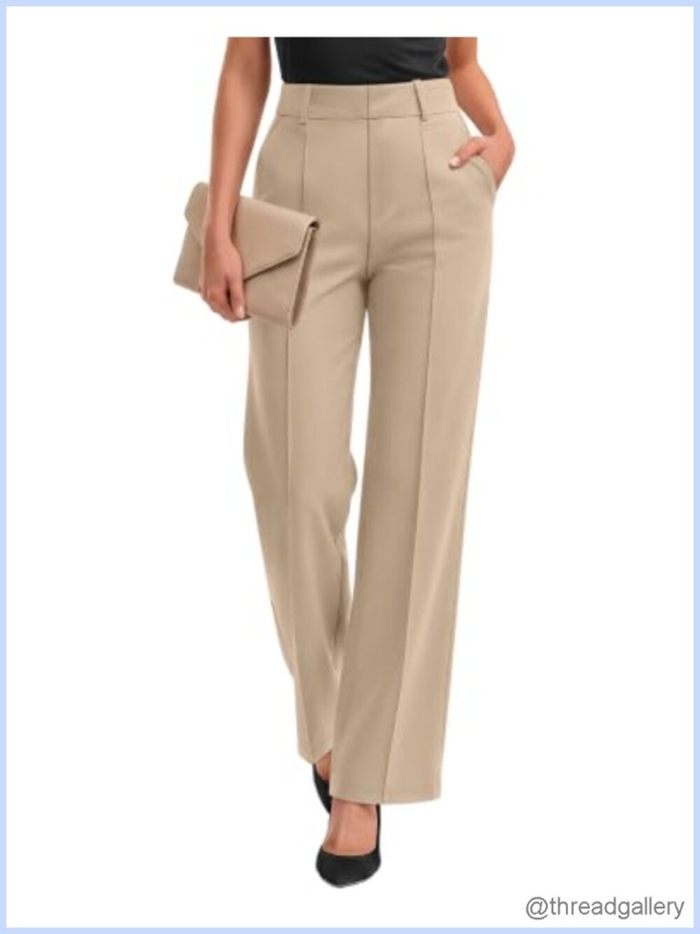 Women's High Waisted Wide Leg Work Pants Pleated Business Casual Trousers